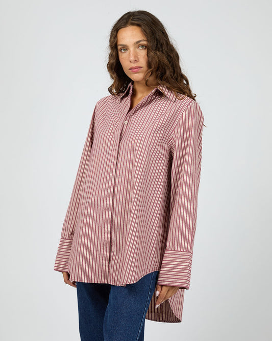 SILENT THEORY Bordeaux Long Sleeve Shirt Cherry