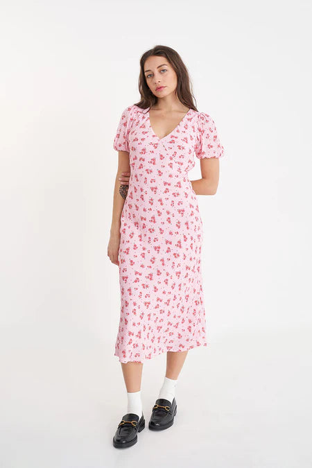 HUFFER La Rosa Cleo Midi Dress Blush Floral