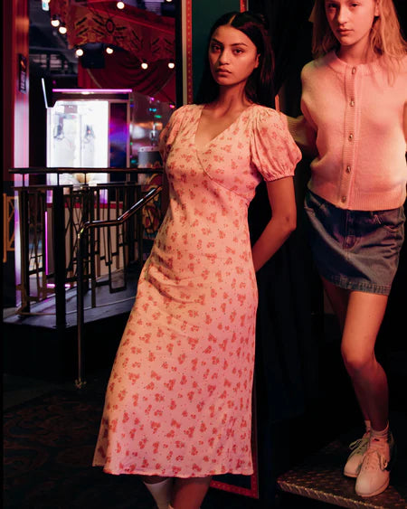 HUFFER La Rosa Cleo Midi Dress Blush Floral