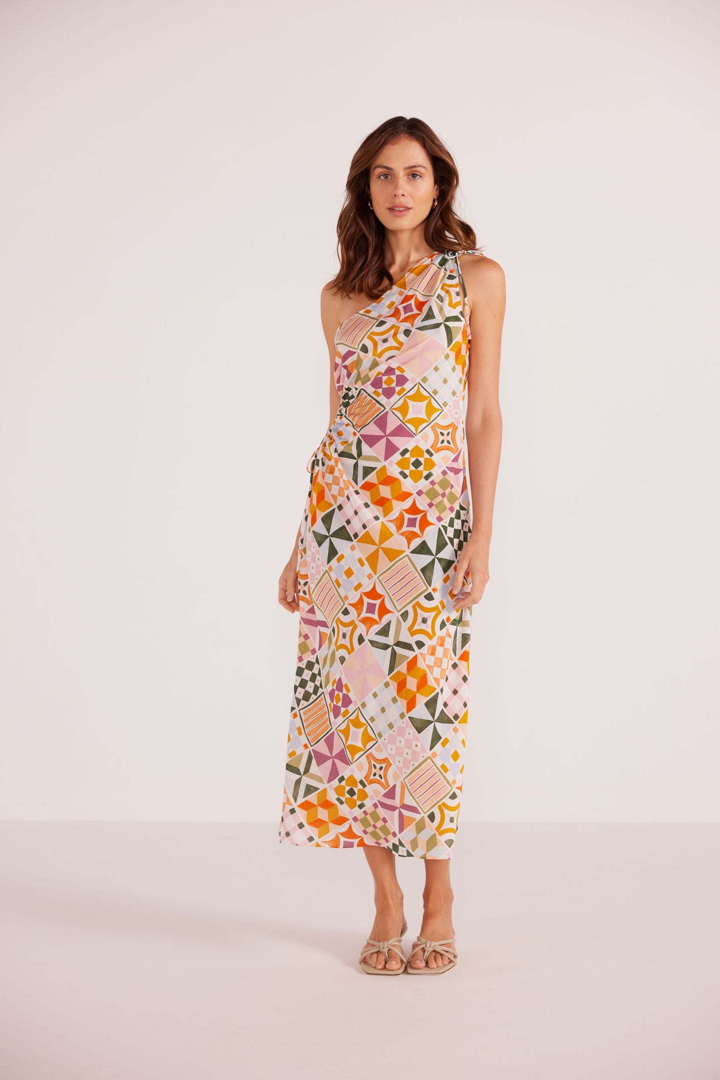 MINK PINK Louisa One Shoulder Midi Dress