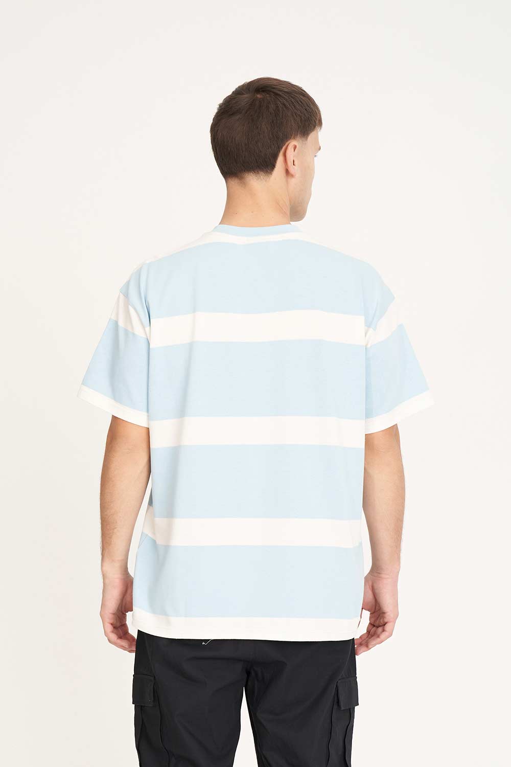 HUFFER Striped Tee Ice Blue/White
