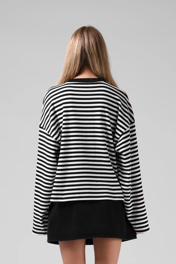 RPM Olive Long Sleeve Top Stripe