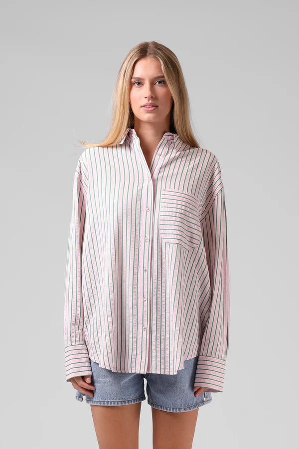 RPM Oversized Shirt Pink Stripe