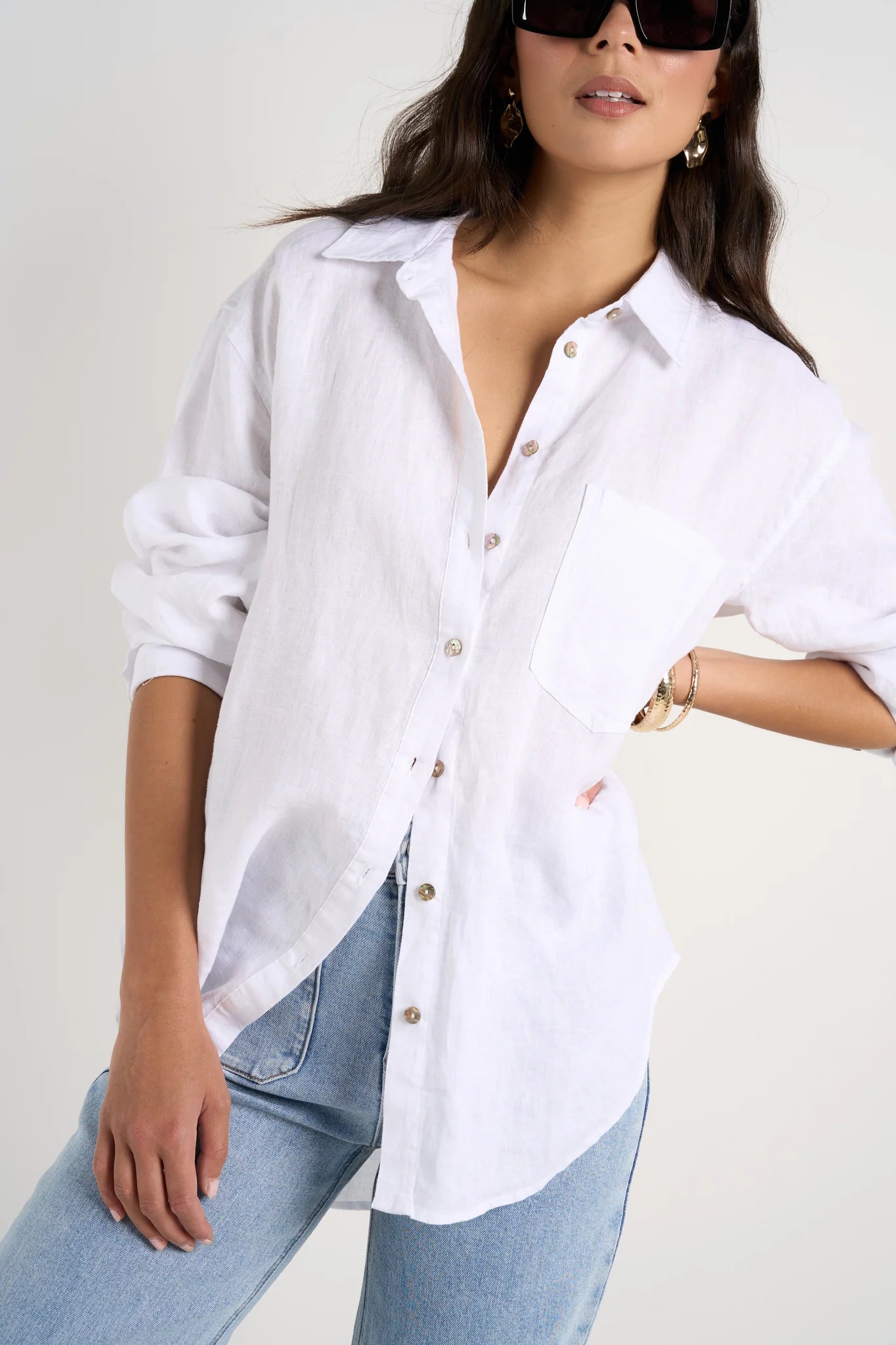 REUNION Optimum White Linen Shirt