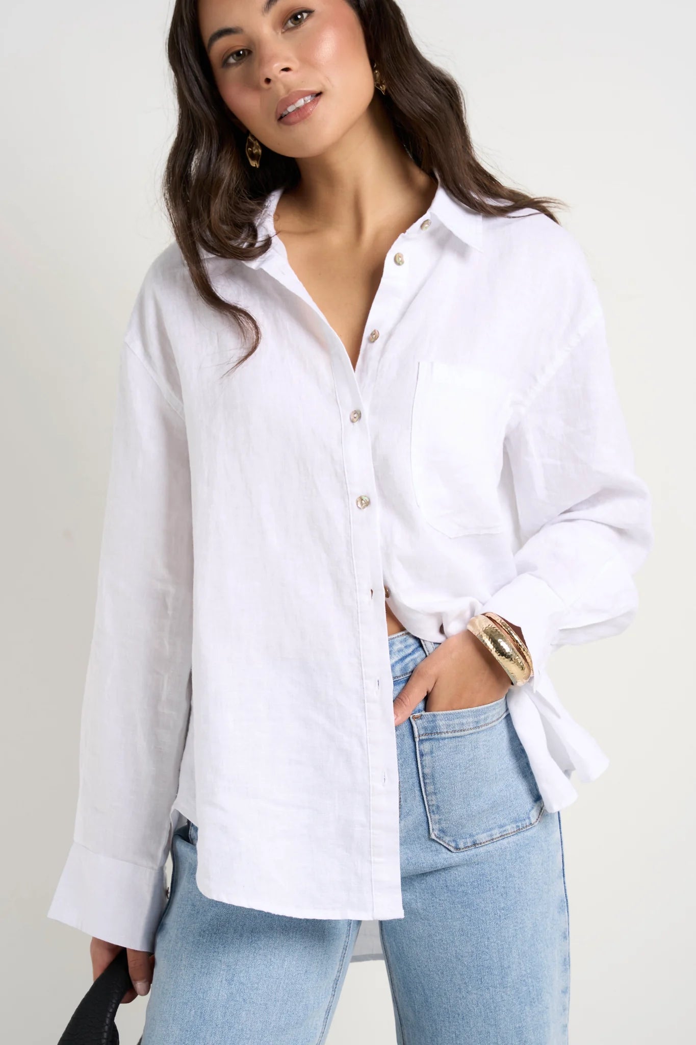 REUNION Optimum White Linen Shirt