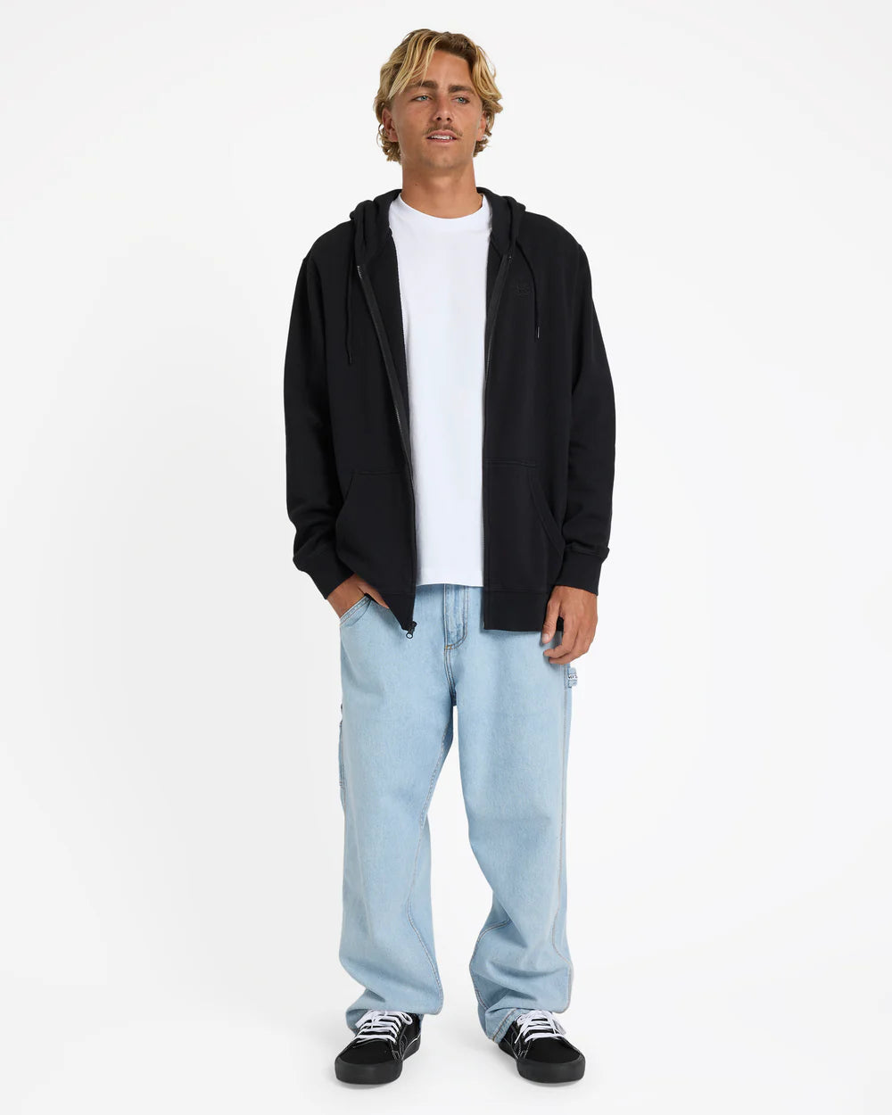 BILLABONG Premium Wave Washed Zip Thru Fleece Jacket Black