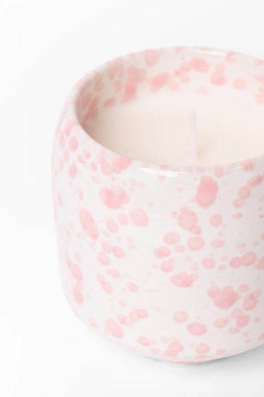 HAYZ HOMEWARES Pink Splash Glazed Ceramic Soy Candle