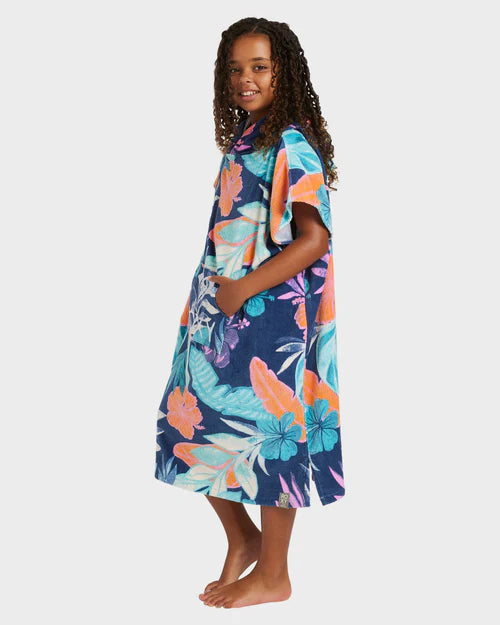 ROXY GIRL Stay Magical Poncho Hooded Towel Vintage Indigo Tropical Advent
