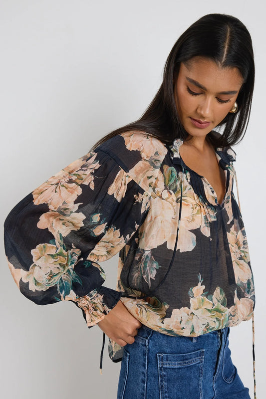 IVY+JACK Refined Navy Peach Floral Top