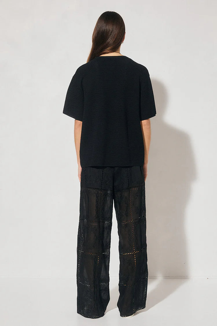 MON RENN Soma Knit Tee Black