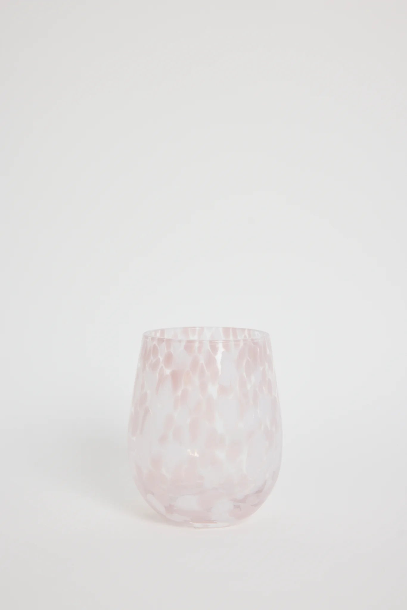 WILLOW + MAE Stemless Pink White Splatter Wine Glass
