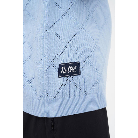 HUFFER GOLF True Knit Diamond Polo Ice Blue