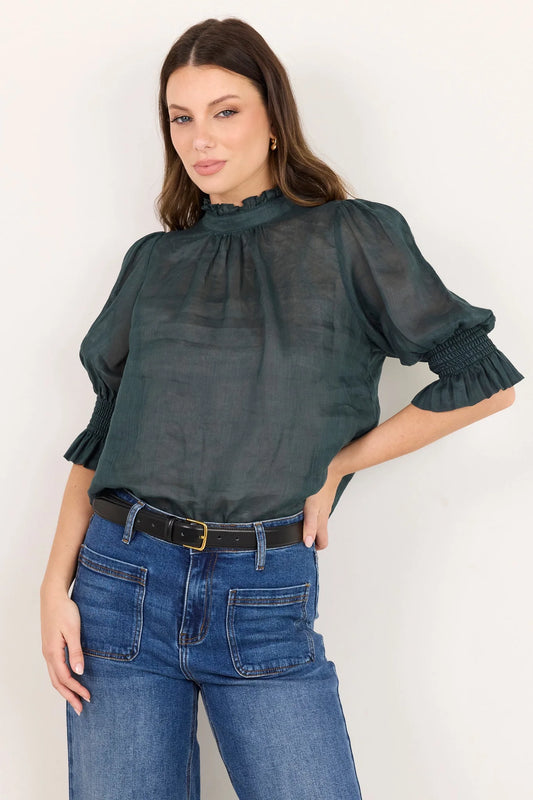 BY ROSA Verse Petrol Sheer Top