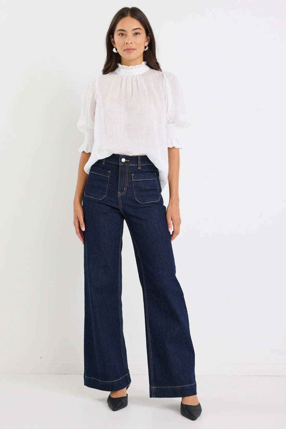 BY ROSA Verse Ivory Sheer High Neck Top