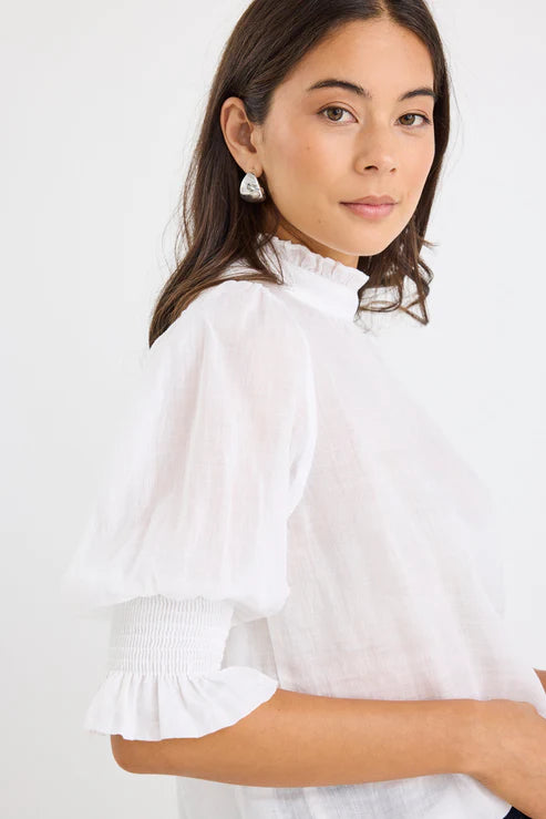 BY ROSA Verse Ivory Sheer High Neck Top