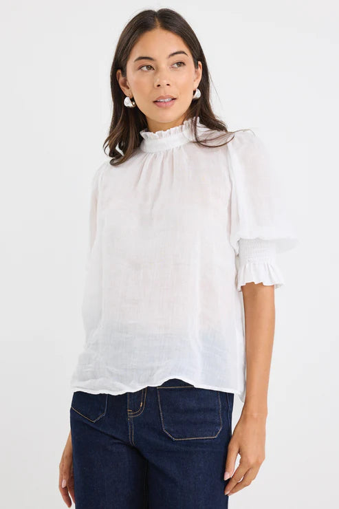 BY ROSA Verse Ivory Sheer High Neck Top