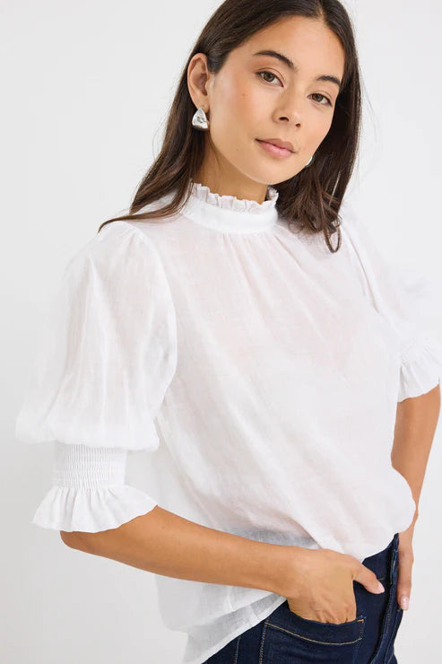 BY ROSA Verse Ivory Sheer High Neck Top