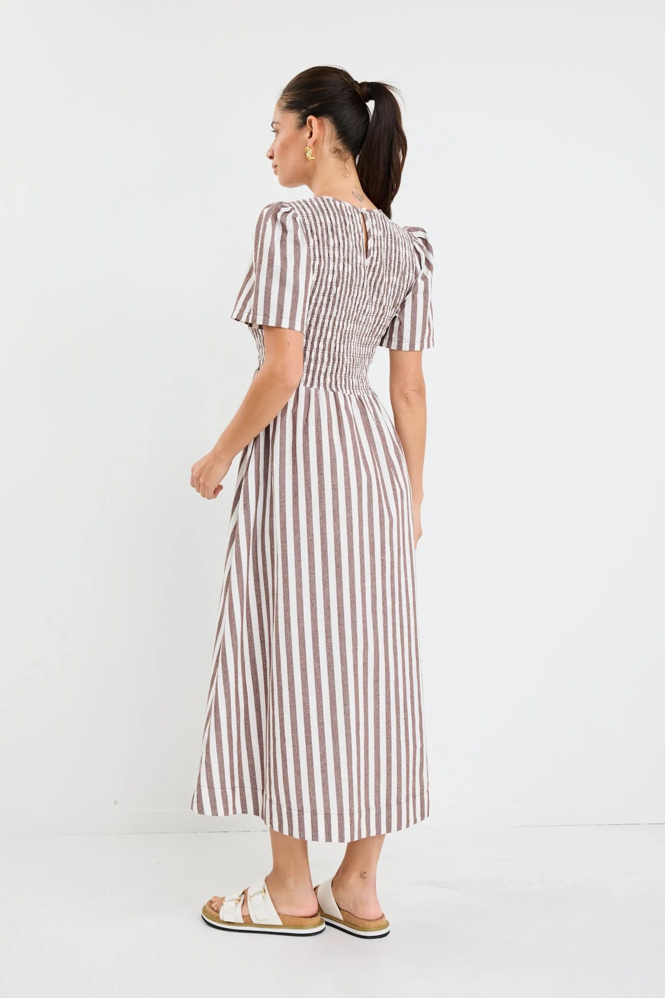 REUNION Wren Chocolate Stripe Dress