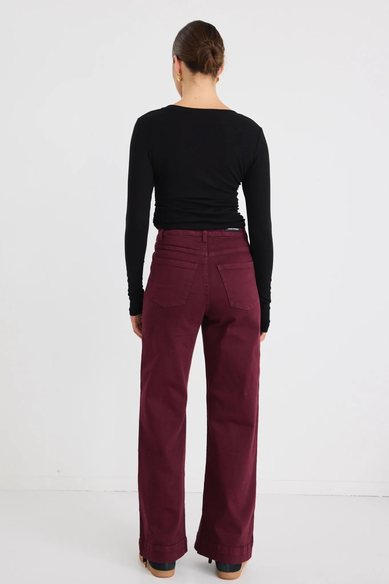 AMONG THE BRAVE Zoey Burgundy High Rise Wide Leg Jean
