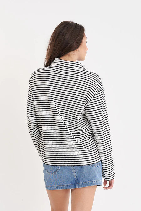 HUFFER Alfie Long Sleeve Stripe Polo