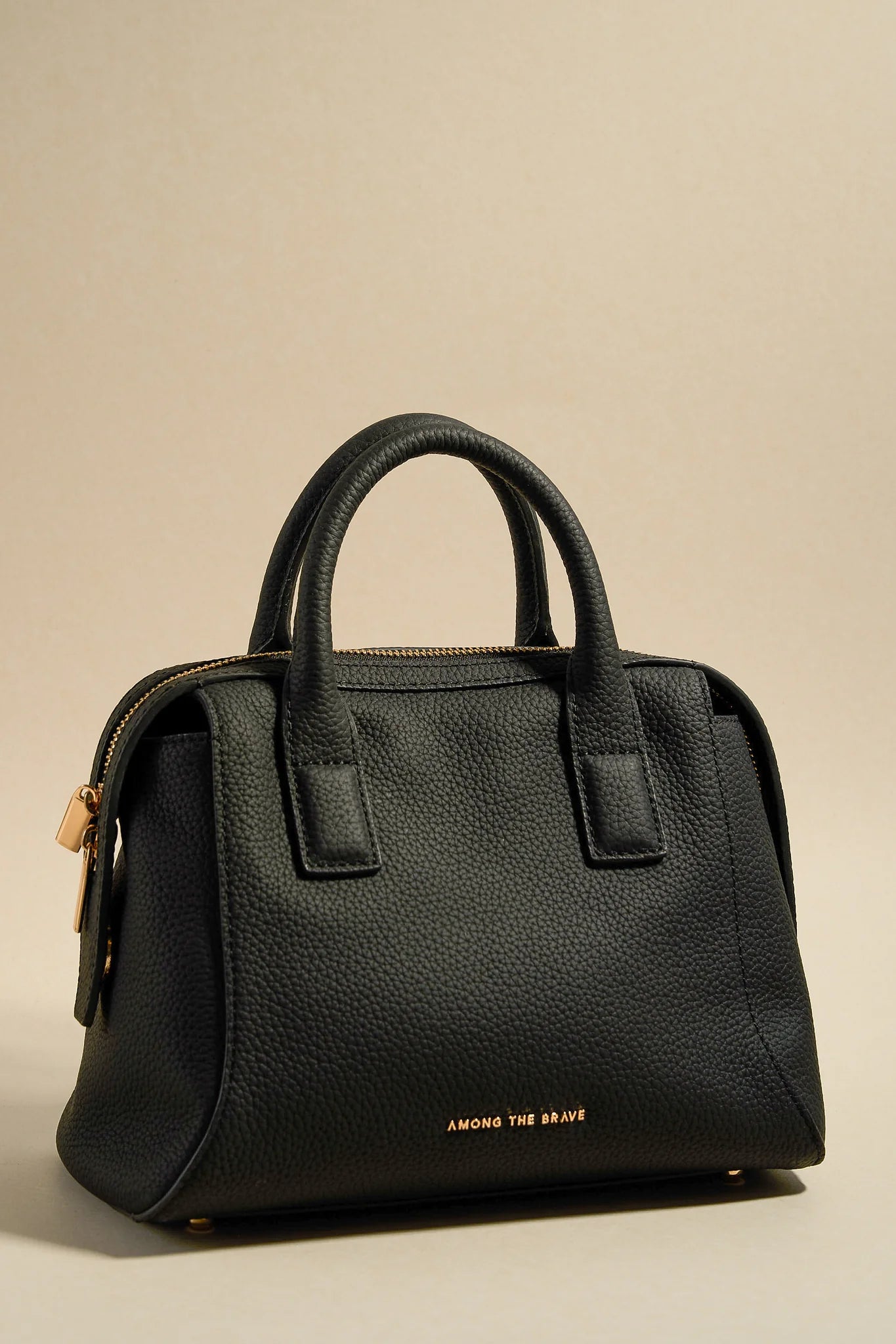 AMONG THE BRAVE Amalfi Black Leather Double Handle Shoulder Handbag