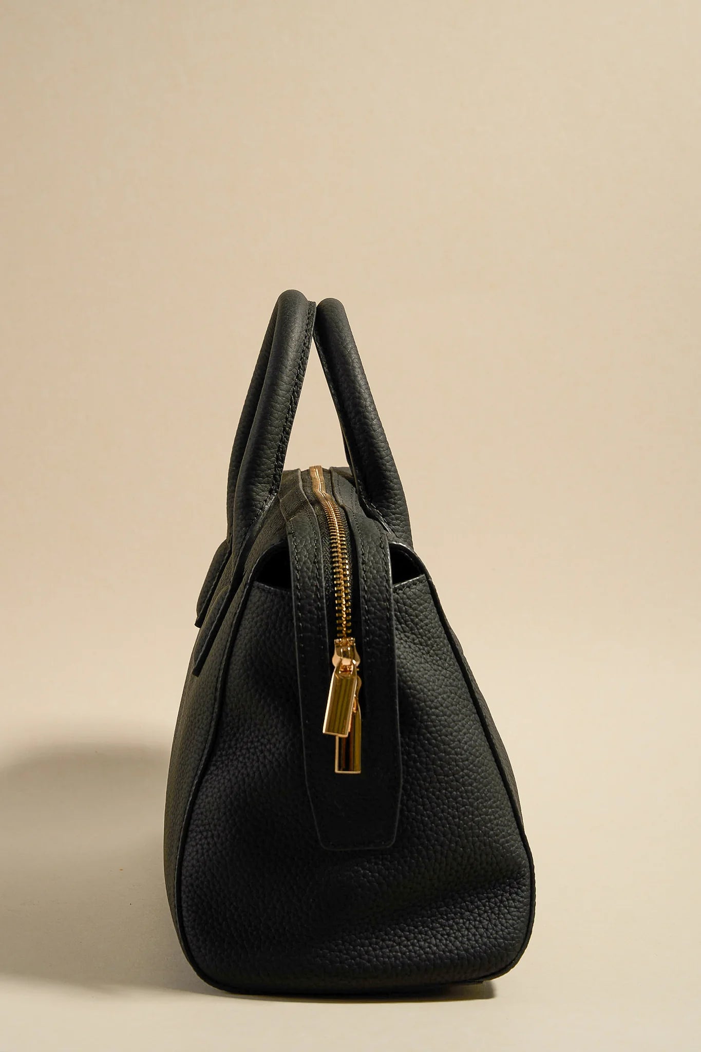 AMONG THE BRAVE Amalfi Black Leather Double Handle Shoulder Handbag