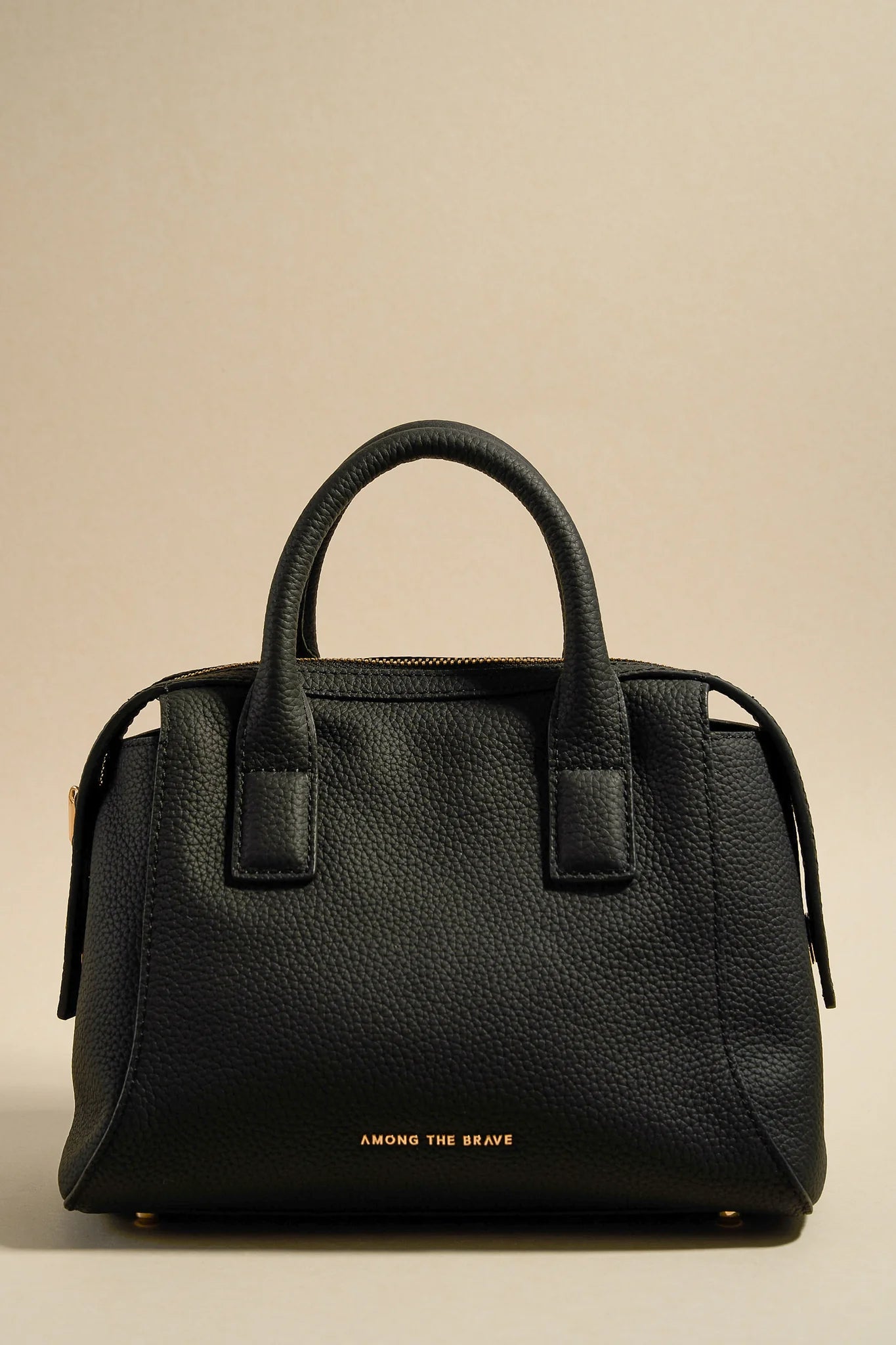 AMONG THE BRAVE Amalfi Black Leather Double Handle Shoulder Handbag