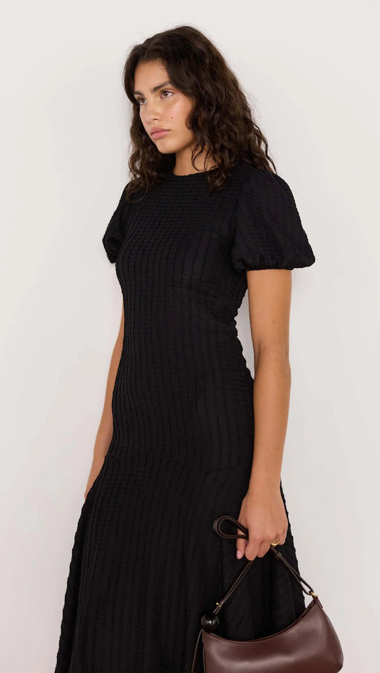 MINK PINK Anais Drop Waist Midi Dress Black