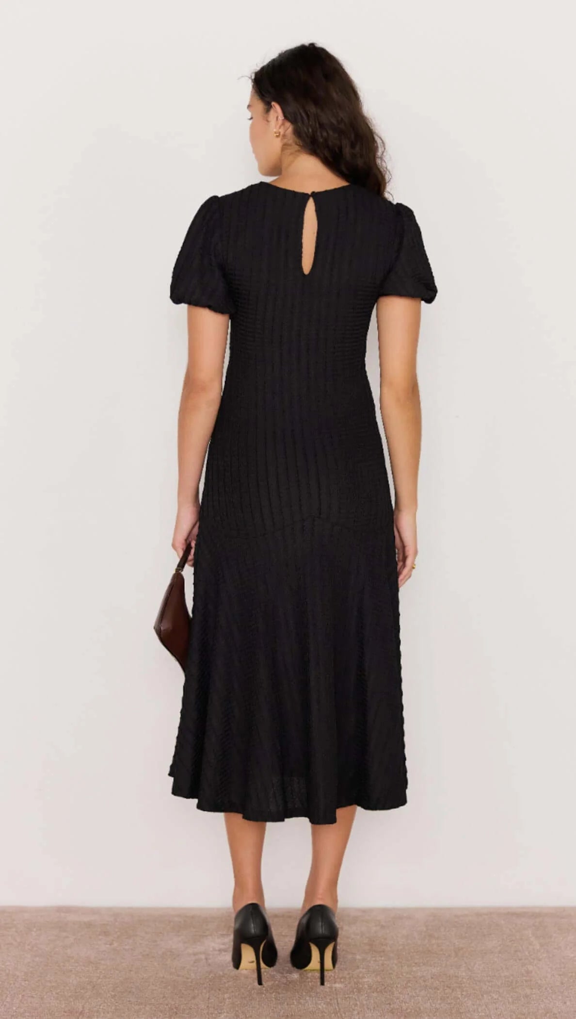 MINK PINK Anais Drop Waist Midi Dress Black