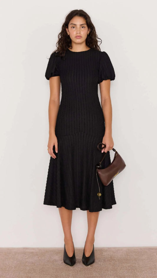 MINK PINK Anais Drop Waist Midi Dress Black