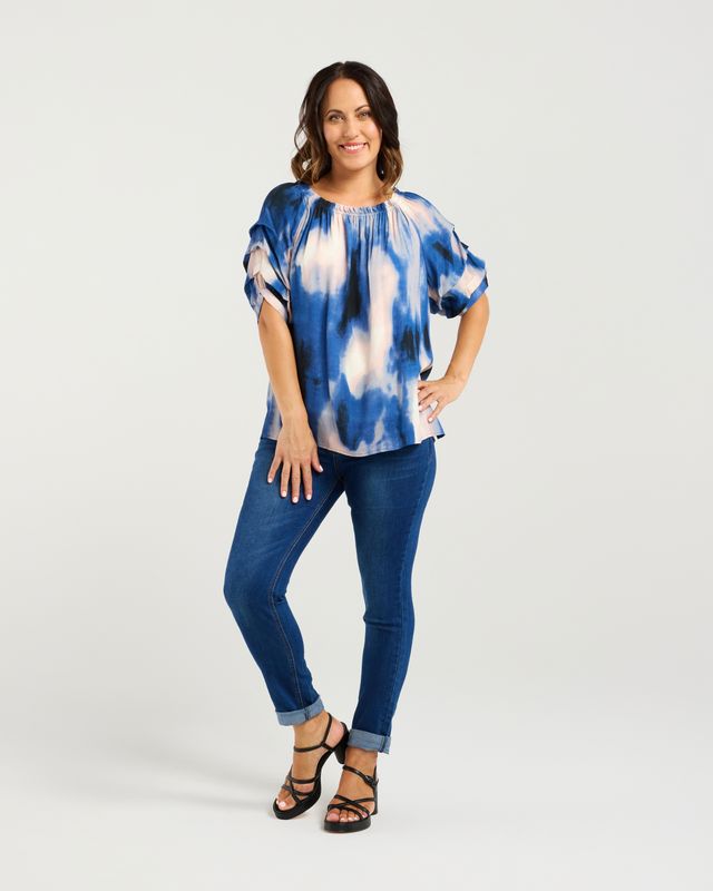 ZAFINA Anne Top Celeste Print