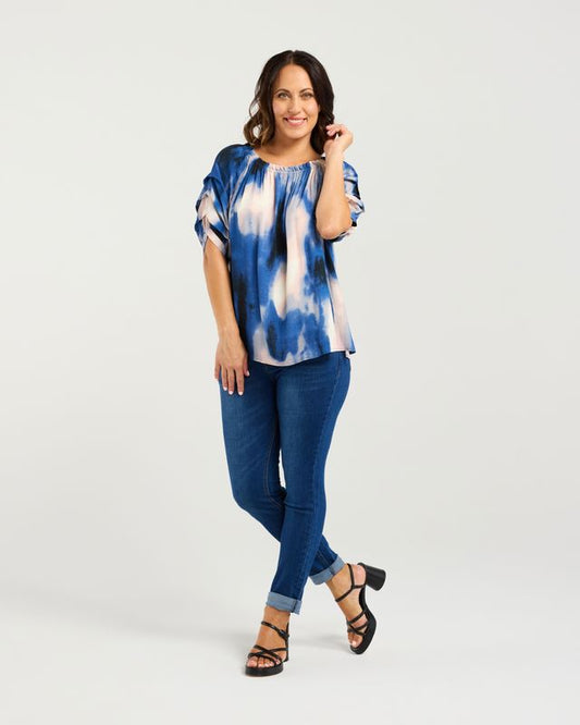 ZAFINA Anne Top Celeste Print