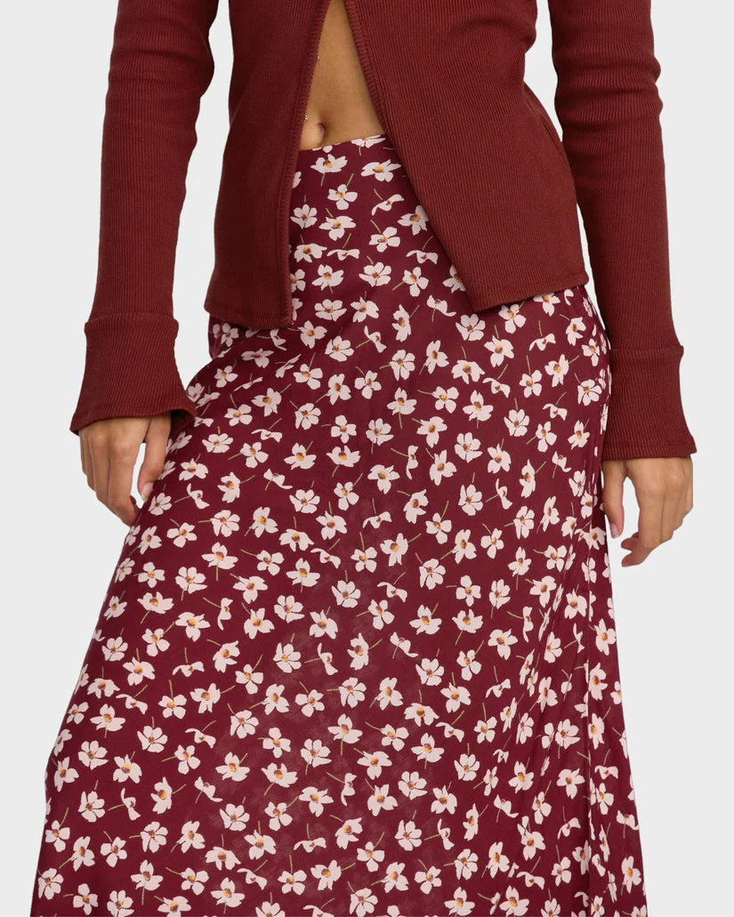 RVCA Annika Midi Skirt Cranberry