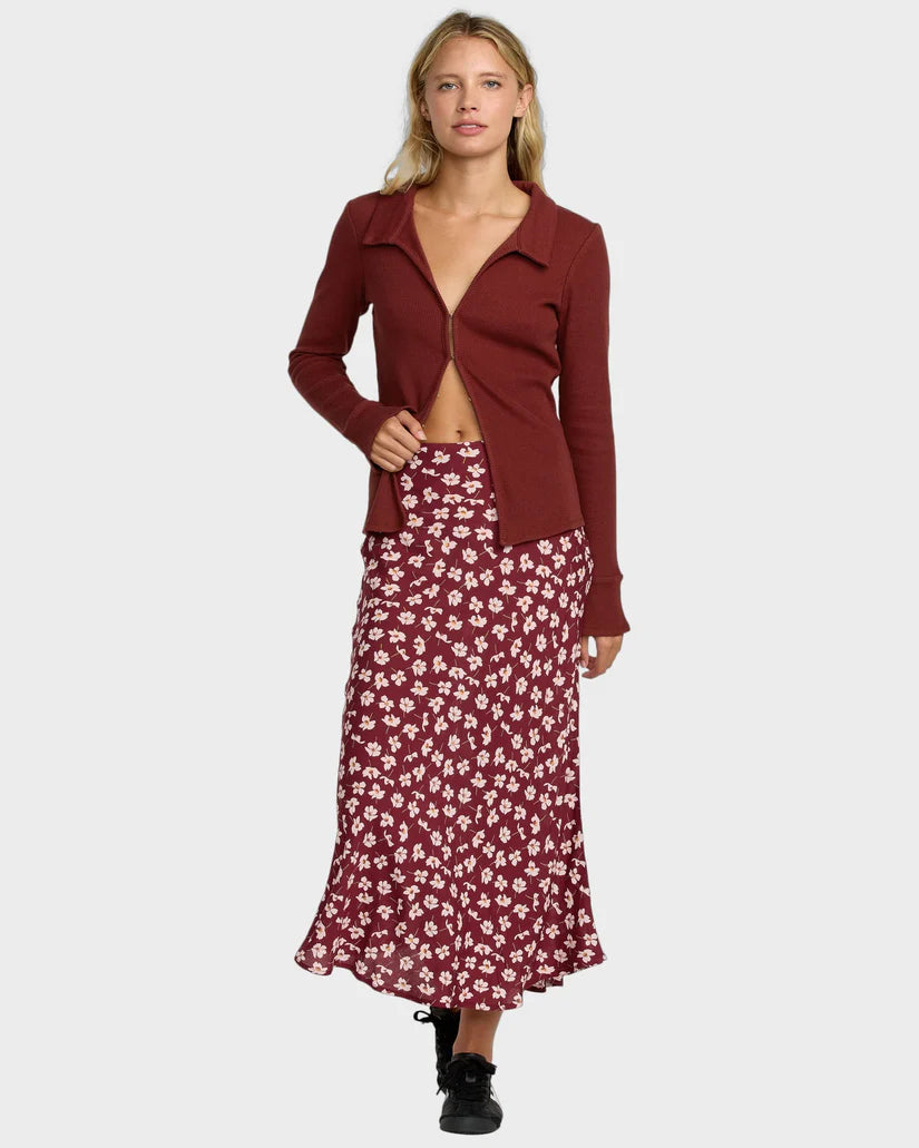 RVCA Annika Midi Skirt Cranberry
