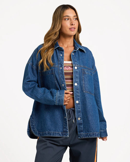 ROXY Womens Backslider Denim Shacket