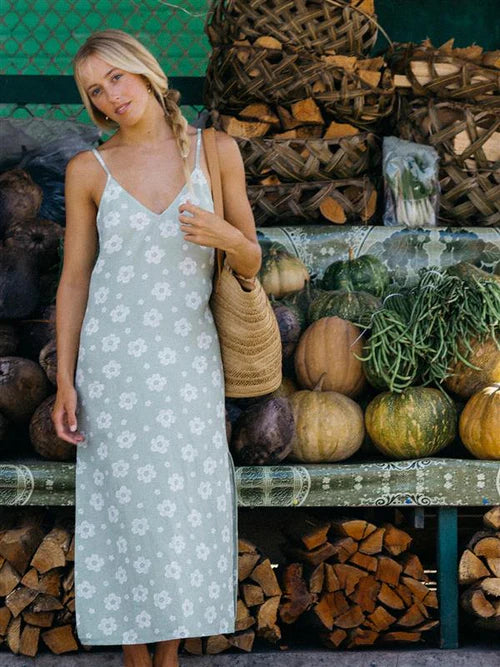 ROXY Blossom Slip Dress Sage