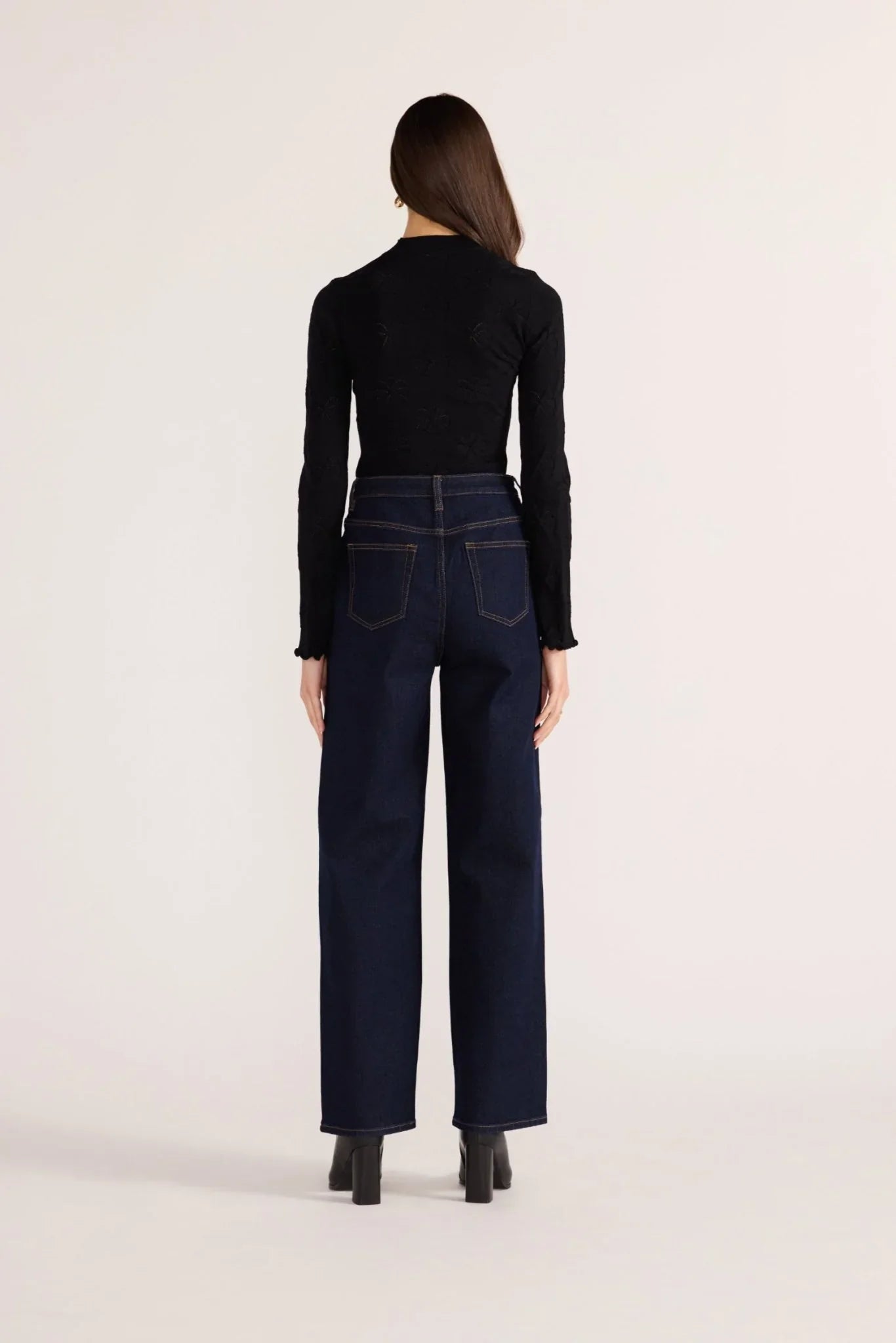 MINK PINK Bowie Pointelle Skivvy Top Black