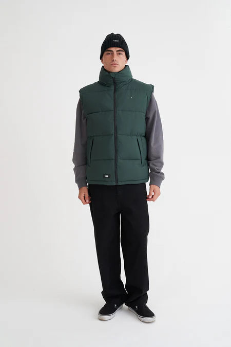 HUFFER Mens Box Puffer Vest Forest Green