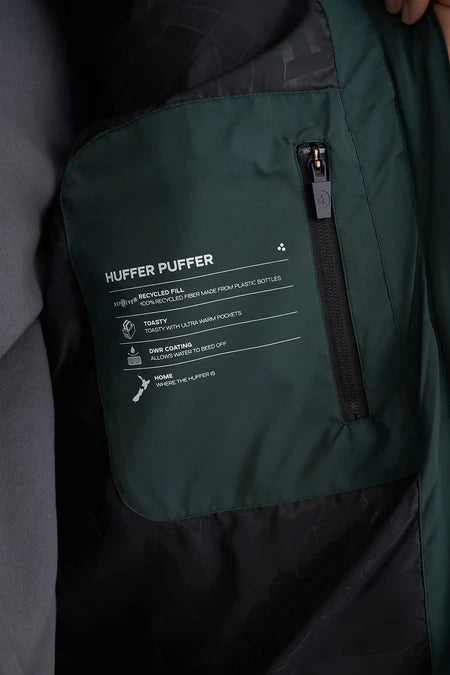 HUFFER Mens Box Puffer Vest Forest Green
