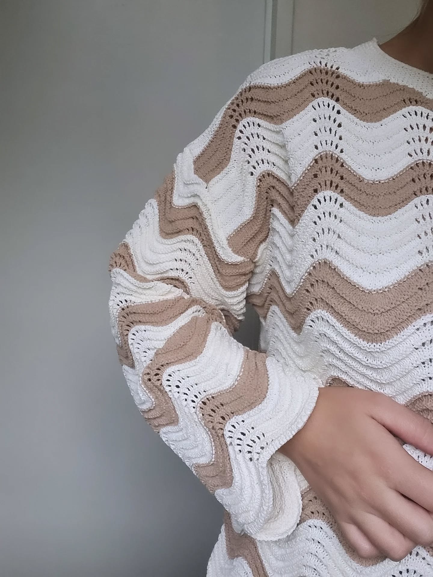 MINK PINK Brooke Crochet Wave Sweater Knit