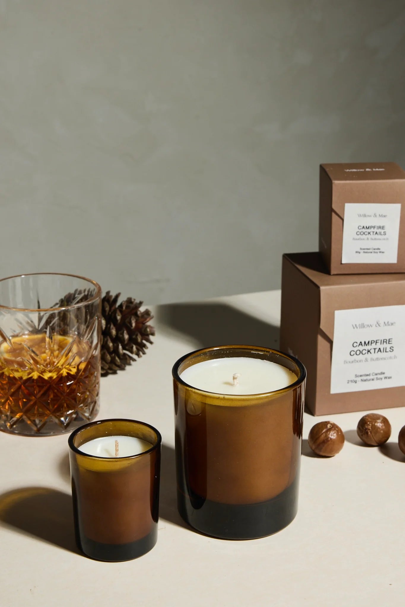 WILLOW+MAE Campfire Cocktails Bourbon + Butterscotch 210g Soy Candle