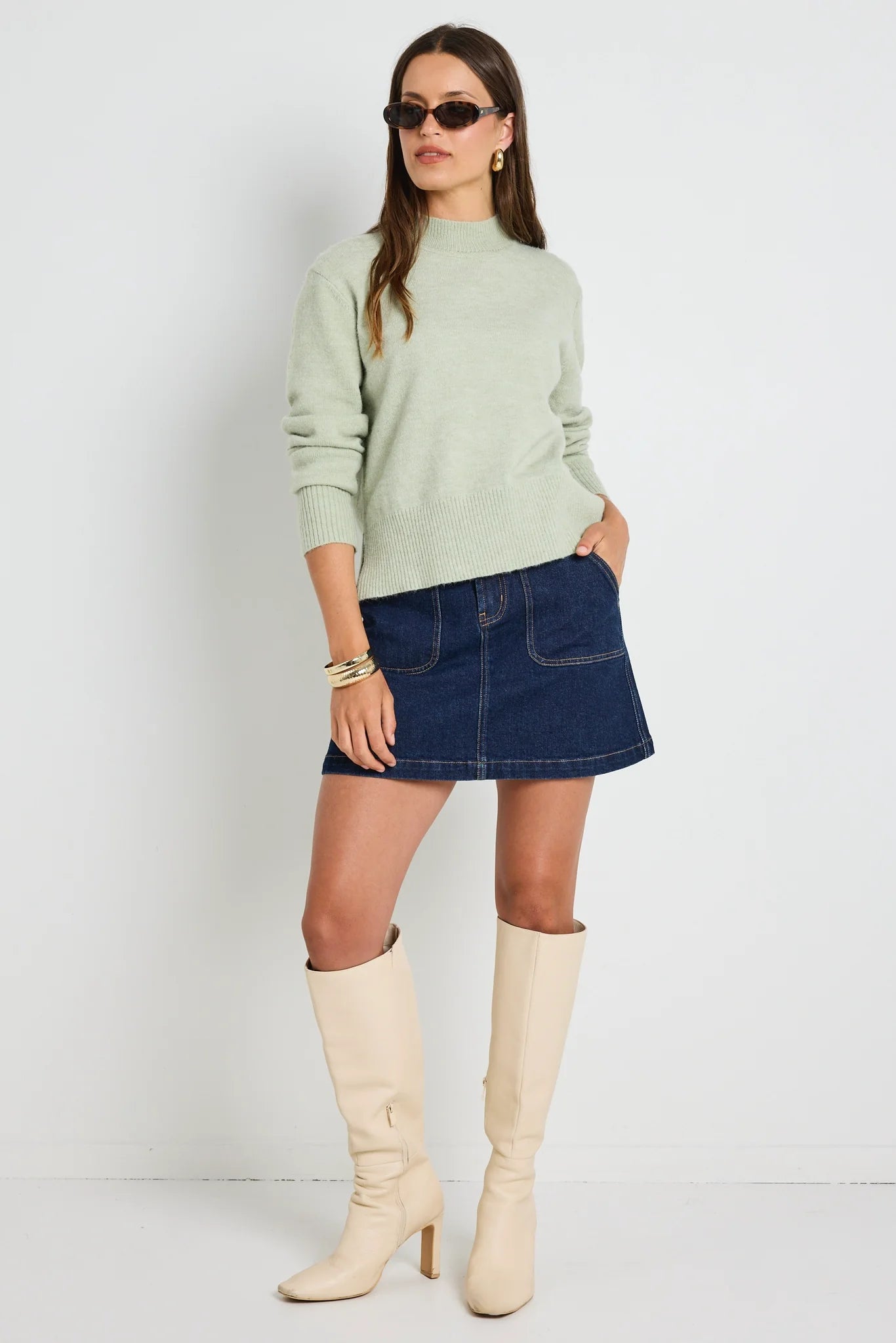 IVY + JACK Cloud Sage Funnel Knit