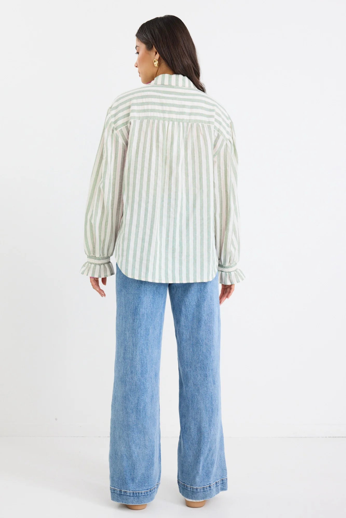BY ROSA Connection Moss Stripe Drop Shoulder Shirt