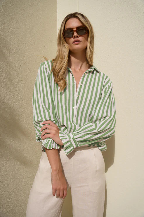 BY ROSA Connection Moss Stripe Drop Shoulder Shirt