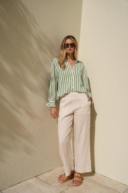 BY ROSA Connection Moss Stripe Drop Shoulder Shirt