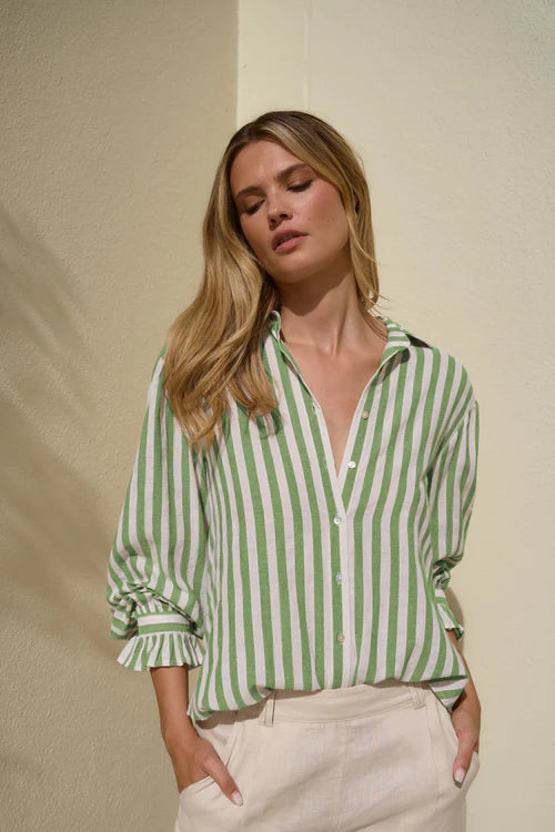 BY ROSA Connection Moss Stripe Drop Shoulder Shirt