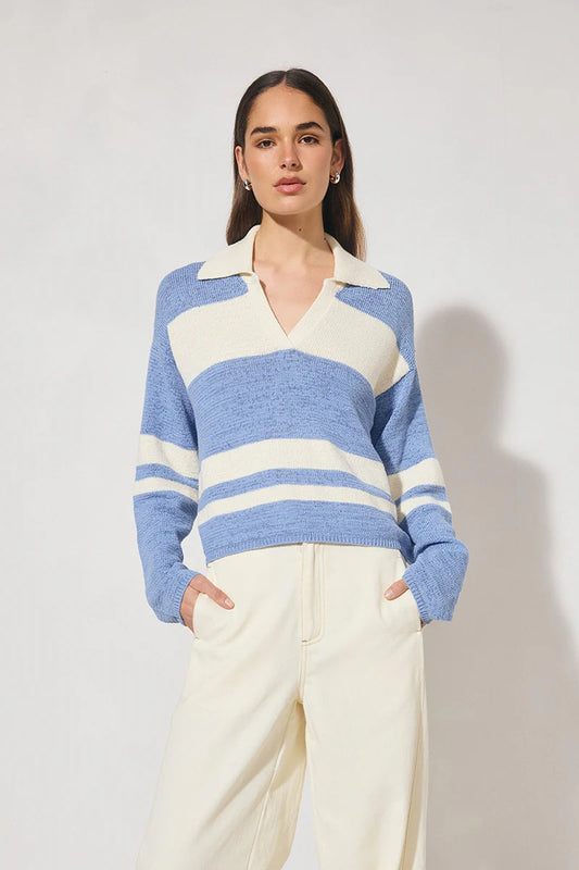 MON RENN Cosmo Knit Jumper Blue Cream Stripe