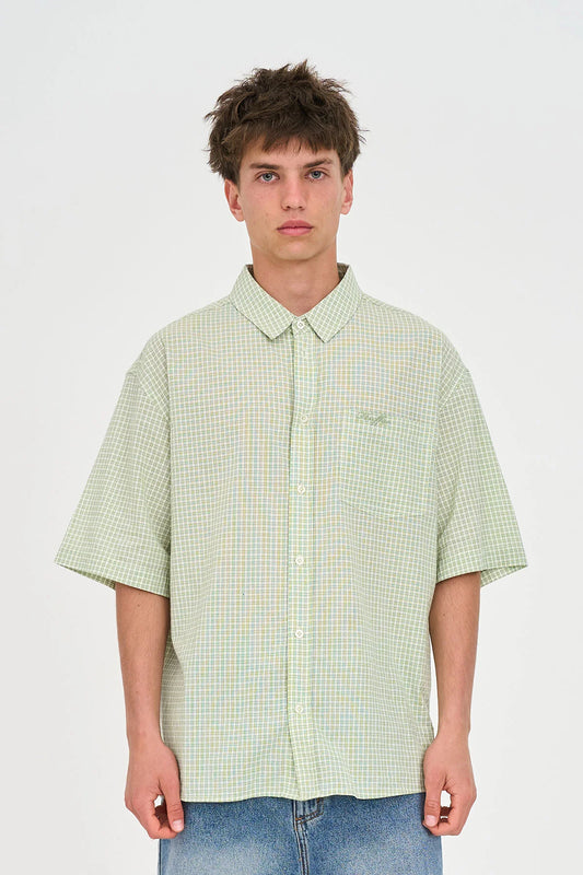 HUFFER Crosby Short Sleeve Shirt Matcha