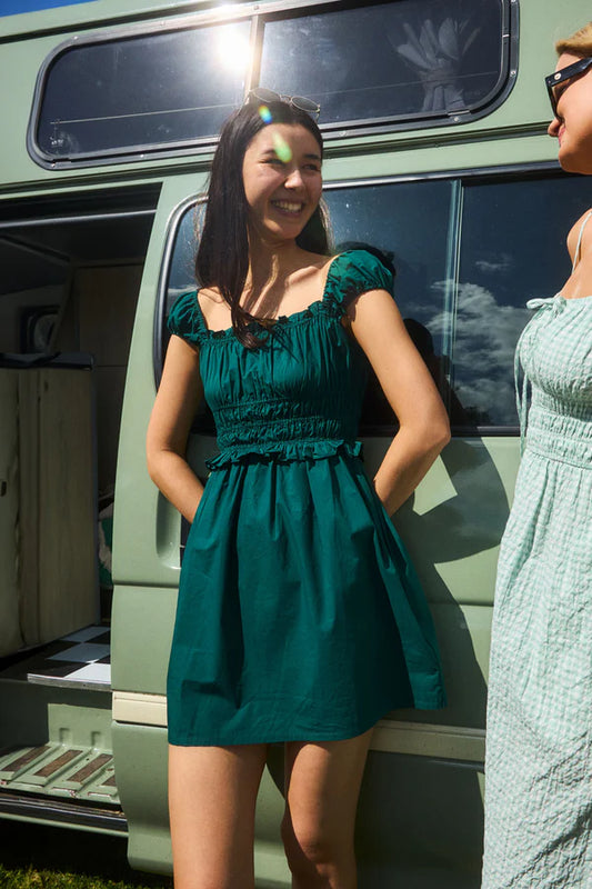 HUFFER Cruise Isla Mini Dress Jewel Green