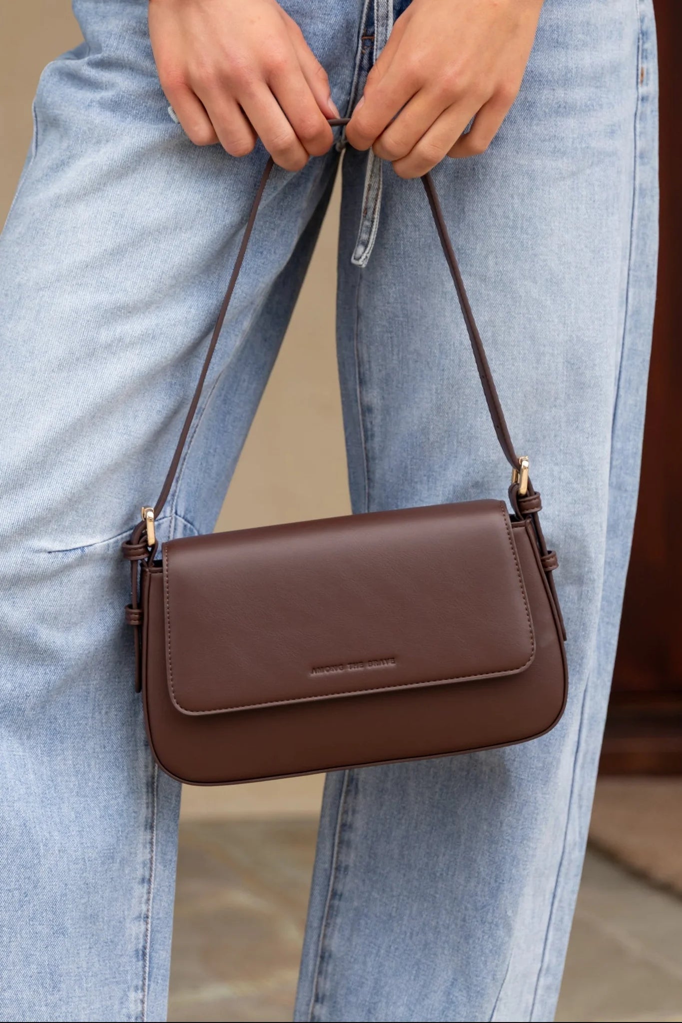 AMONG THE BRAVE Date Night Dark Coffee Pu Leather Shoulder Bag